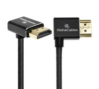 Alvin's Cables Câble HDMI 2.1 8K 48Gbps 8K@60Hz 4K@120Hz Câble en spirale tressé haute vitesse pour Sony FS5 FS7, BMPCC, Canon C300 C500, Atomos Ninja, Feelworld, Angle de droite à haut Noir