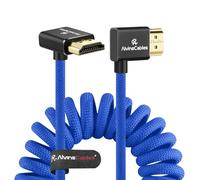 Alvin's Cables Câble HDMI 2.1 8K 48Gbps 8K@60Hz 4K@120Hz Câble spirale tressé haute vitesse pour Sony FS5 FS7,BMPCC,Canon C300 C500,Atomos Ninja,Feelworld, Angle de droite vers le haut Bleu