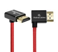 Alvin's Cables Câble HDMI 2.1 8K 48Gbps 8K@60Hz 4K@120Hz Câble spirale tressé haute vitesse pour Sony FS5 FS7,BMPCC,Canon C300 C500,Atomos Ninja,Feelworld,Angle de droite vers le haut Rouge