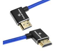 Alvin's Cables Câble HDMI 2.1 8K@60Hz 4K@120Hz haute vitesse pour moniteur Atomos Ninja,câble en spirale tressé à angle de gauche à droite pour Sony FS5,Canon C300 C500,appareil photo Nikon Z9,Bleu