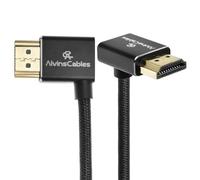 Alvin's Cables Câble HDMI 2.1 8K 8K@60Hz 4K@120Hz Haute Vitesse Tressé Spiralé pour Atomos Ninja, pour Feelworld, pour Sony FS5 FS7 FX9, BMPCC, pour Canon C300 C500, Angle Gauche vers le Haut Noir