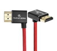 Alvin's Cables Câble HDMI 2.1 8K 8K@60Hz 4K@120Hz Un câble spirale tressé haute vitesse pour Atomos Ninja, Feelworld, Sony FS5 FS7 FX9, BMPCC, Canon C300 C500, Angle de gauche vers le haut Rouge