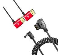 Alvin's Cables Câble HDMI 8K 2.1 48 Gbps Haute Vitesse Φ2,4 mm Ultra Fin & Anton Bauer D-Tap pour DC 2.1 12v Angle Droit Enroulé Câble