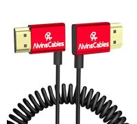 Alvin's Cables Câble HDMI 8K 2.1 48 Gbps Haute Vitesse Φ2,4 mm Ultra Fin HDMI 8K@60Hz 4K@120Hz pour Sony A7 A9, BMPCC, Canon C70,Atomos Ninja,SmallHD, câble enroulé à Angle Gauche vers Droit