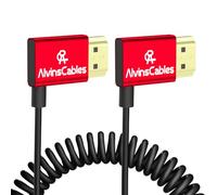 Alvin's Cables Câble HDMI 8K 2.1 48 Gbps Haute Vitesse Φ2,4 mm Ultra Fin HDMI 8K@60Hz 4K@120Hz pour Sony A7 A9, BMPCC,Canon C70,Atomos Ninja,SmallHD, câble enroulé à Angle Droit vers Droit