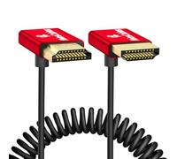 Alvin's Cables Câble HDMI 8K 2.1 48 Gbps Haute Vitesse Φ2,4 mm Ultra Fin HDMI 8K@60Hz 4K@120Hz pour Sony A7 A9, BMPCC,Canon C70, Atomos Ninja, SmallHD, câble enroulé jusqu'à l'angle vers Le Bas