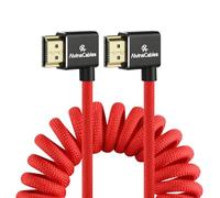 Alvin's Cables Câble HDMI 8K 2.1 48Gbps 8K@60Hz 4K@120Hz Câble en spirale tressé haute vitesse pour Sony A7 A9, BMPCC, pour Canon C70, Atomos Ninja, Feelworld, Angle gauche à gauche, Rouge