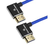 Alvin's Cables Câble HDMI 8K 2.1 48Gbps 8K@60Hz 4K@120Hz Câble spirale tressé haute vitesse pour Sony A7 A9, BMPCC, Canon C70, Atomos Ninja, Feelworld, Angle de gauche à gauche, Bleu