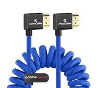 Alvin's Cables Câble HDMI 8K pour Atomos Ninja, 2.1 48 Gbit/s, 8K @ 60 Hz, 4K @ 120 Hz, câble tressé spiralé haute vitesse pour Sony FS5 FS7 FX9, BMPCC, pour Canon C300 C500, pour Feelworld, angle