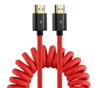 Alvin's Cables Câble HDMI à HDMI 8K 2.1 8K@60Hz 4K@120Hz haute vitesse pour Atomos Ninja, pour Sony FS5 FS7 FX9, BMPCC, pour Canon C300 C500, câble en spirale tressé Rouge