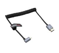 Alvin's Cables Câble micro HDMI vers HDMI à angle gauche 8K @ 60 Hz 4K @ 120 Hz, tressé spiralé HDMI 2.1 pour Sony A7RIII/A7II/A7M3, Canon R5/M6, Fujifilm X-T4/X-T3, GoPro, Nikon - Ultra durable