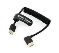 Alvin's Cables Câble spiralé tressé 8K 2.1 HDMI haut débit droit à angle droit pour Atomos Ninja V, Portkeys BM5, pour moniteur Feelworld, pour Canon C300, Z CAM E2, Sony FS5| FS7| A7S3