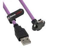 Alvin's Cables Câble USB 2.0 Type-A ver Mini USB coudé le haut verrouillable,entraxe vis double 15mm caméra industrielle Daheng,chaîne traînante haute flexibilité blindée,port convexe,2m/6,56ft,violet