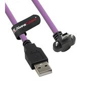 Alvin's Cables Câble USB 2.0 Type-A vers Mini USB coudé le bas verrouillable,entraxe vis double 15mm caméra industrielle Daheng,chaîne traînante haute flexibilité blindée,port convexe,6m/19,7ft,violet