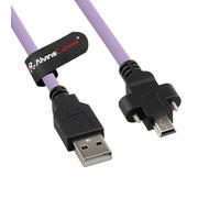 Alvin's Cables Câble USB 2.0 Type-A vers Mini USB verrouillable, espacement double vis 15 mm pour caméra industrielle Daheng, chaîne traction haute flexibilité blindée, port bombé, 3m/9,84pieds,violet