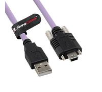 Alvin's Cables Câble USB 2.0 Type-A vers Mini USB verrouillable, espacement Double vis de 13 mm pour caméra Industrielle IDS, chaîne de Traction Haute flexibilité blindée, 6 m / 19,7 Pieds, Violet