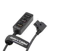 Alvin's Cables D-Tap Splitter Câble P-Tap HUB Dtap Mâle vers Trois Ports D Tap Femelle Splitter Câble avec Filetage de Vis pour Caméras Arri Red Z CAM TILTA Steadicam IDX V-Mount Batterie