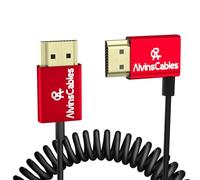 Alvin's Cables HDMI 8K 2.1 48 Gbit/s Haute Vitesse Φ 2,4 mm HDMI Ultra Fin 8K @ 60Hz 4K @ 120Hz pour Canon C70, Sony A7 A9, Blackmagic Camera, Atomos (Left Angle to Straight Line, 30-80cm enroulé)