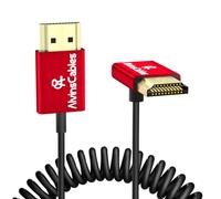 Alvin's Cables HDMI 8K 2.1 48 Gbit/s Haute Vitesse Φ 2,4 mm HDMI Ultra Fin 8K @ 60Hz 4K @ 120Hz pour Canon C70, Sony A7 A9, Blackmagic Camera, Atomos (Up Angle to Straight Line, 30-80cm enroulé)