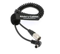 Alvin's Cables Hirose 4 Broches Mâle DC Jack Angle Droit Câble Spiralé pour Blackmagic Sound Devices Zoom F8