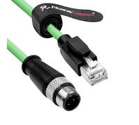 Alvin's Cables M12 D Code 4 Broches mâles à RJ45 Câble Ethernet élevé pour capteur de caméra Industrielle, Application d'automatisation 6.6ft/2 Vert