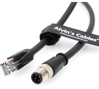 Alvin's Cables M12 D-Code 4 Broches mâles à RJ45 Câble Ethernet High-Flex pour capteur de caméra Industriel, Application d'automatisation 26.2pieds/8m Vert