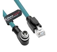 Alvin's Cables M12 X-Code 8 Broches mâles à RJ45 Câble Ethernet pour caméra keyense Cognex,câble Cat6A élevé pour l'automatisation Industrielle,Module Bus Terrain,robotique,Angle Droit 26.2ft/8m Vert