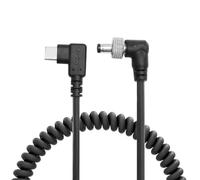 Alvin's Cables PD Câble d'alimentation spirale USB-C Type-C vers DC 12 V avec verrouillage pour Atomos Shogun, Blackmagic Video Assist, Hollyland Mars à angle droit