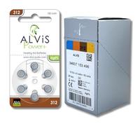 Alvis Piles Auditives 312 (PR41) | pour Appareil Auditif et Aide Auditive [ Longue Durée] [1.45V] [Zinc Air] [sans Mercure] Lot de 60 Piles Alvis Power pour Prothèse Auditive