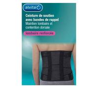 Alvita Ceinture de Soutien Lombaire Renforcée avec Bandes de Rappel H26 Noire T1