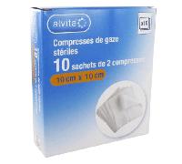 Alvita Compresse Gaze 10 x 10cm Lot de 10 x 2 unités
