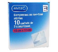 Alvita Compresse Non-Tissée 10 x 10cm 20 compresses