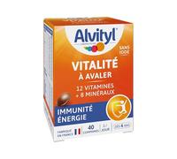 Alvityl - Comprimés Vitalité - 12 vitamines et 8 minéraux - Dès 6 ans, goût chocolat - 40 comprimés