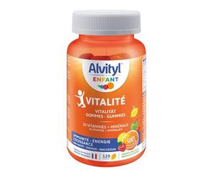 Alvityl - Gommes Vitalité MAXI FORMAT - 8 vitamines et 2 minéraux - Saveurs naturelles de fruit - Dès 4 ans - 120 gommes