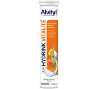 Alvityl – Comprimés effervescents Hydrink Vitalité – Electrolytes & Vitamines – Goût pêche – Tube 20