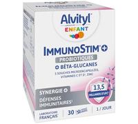 Alvityl Complément alimentaire ImmunoStim+ Probiotiques Vitamine C et D Zinc 30 sachets goût vanille