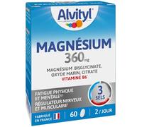 Alvityl Magnésium 360mg - Bisglycinate + Oxyde Marin + Citrate + Vitamine B6 - Fatigue, Stress - Fabriqué en France - 60 comprimés - 1 mois