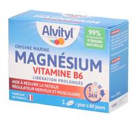 Alvityl Magnésium 300mg + Vitamine B6 - Libération Prolongée - Diffusion lente et progressive - Magnésium d'origine Marine - Stress, Fatigue, Irritabilité - Fabriqué en France - Comprimés 60 jours