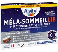 Alvityl Mela-Sommeil LIB - Mélatonine + 5 plantes - Dès 18 ans - 30 comprimés
