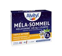 Alvityl Méla-sommeil - Mélatonine + 3 plantes + vitamine B6 - Triple action sur le sommeil et la relaxation- 1,85mg Mélatonine - Action Chrononuit 7h - 45 gélules