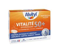 Alvityl Comprimés effervescents Vitalité 50+ – Arôme tropical, 12 vitamines (30 comprimés)