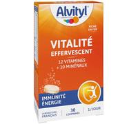 Alvityl Vitalité Effervescents Multivitamines et Minéraux Dès 12 Ans x30 | Dont vitamine C, D3, E, B1, B12, fer, zinc, magnesium, calcium pour l'énergie et le tonus comprimés effervescents