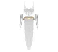 Alvivi Adulte Belly Dance Outfit Costume Princesse Arabe Danseuse Du Ventre Argent 3XL