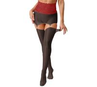 Alvivi Bas Pour Porte-jarretelles Femme Collants Jarretelles Collant Ouvert Entrejambe Pantyhose Dentelle Bordeaux Taille unique
