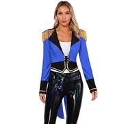 Alvivi Blazer Queue De Pie Manches Longues Femme Veste Déguisement Cirque Ringmaster Manteau Cosplay Soirée Halloween Mascarade Clubwear S-3XL Bleu Royal M
