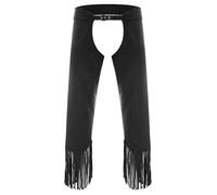 Alvivi Chaps De Cow-Boy Pantalon Ouvert Entrejambe Homme Pantalon De Cow-Boy Western À Franges Costume Carnaval Halloween Clubwear Noir L