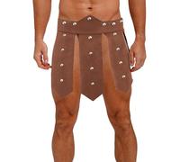 Alvivi Costume Gladiateur Romain Homme Jupe En Faux Daim Cosplay Antique Combattant Romain Marron M