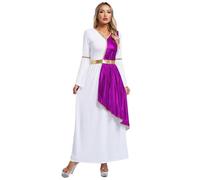 Alvivi Deguisement Déesse Grecque Femme Robe Costume Toge Romaine Costume Mascarade Carnaval Rave Halloween Clubwear Violet S