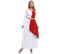 Alvivi Deguisement Déesse Grecque Femme Robe Costume Toge Romaine Costume Mascarade Carnaval Rave Halloween Clubwear Rouge XL