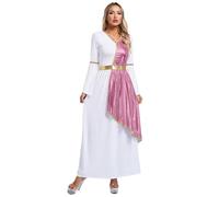 Alvivi Deguisement Déesse Grecque Femme Robe Costume Toge Romaine Costume Mascarade Carnaval Rave Halloween Clubwear Rose XXL